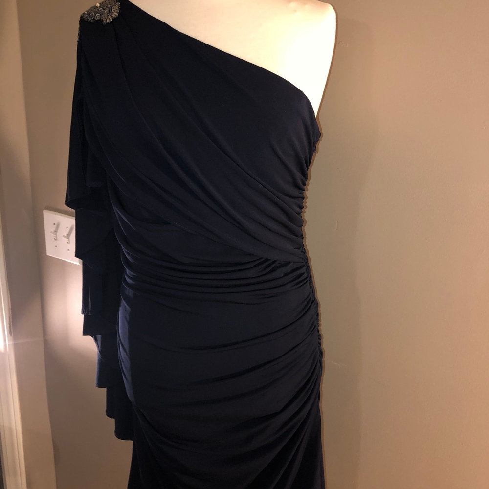 Formal Form Fitting Navy Blue Dress